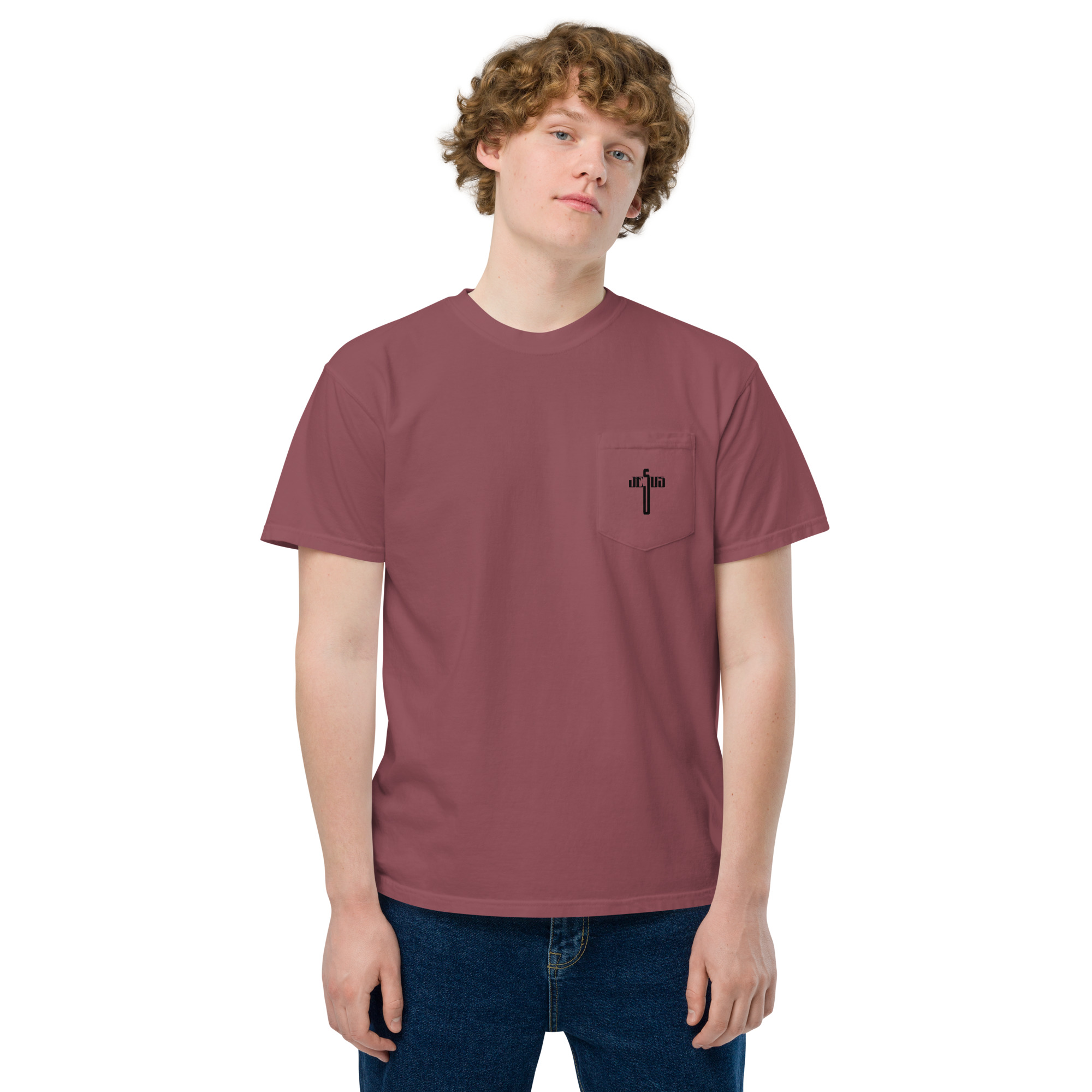 unisex garment dyed pocket t shirt brick front 62fff597afe38