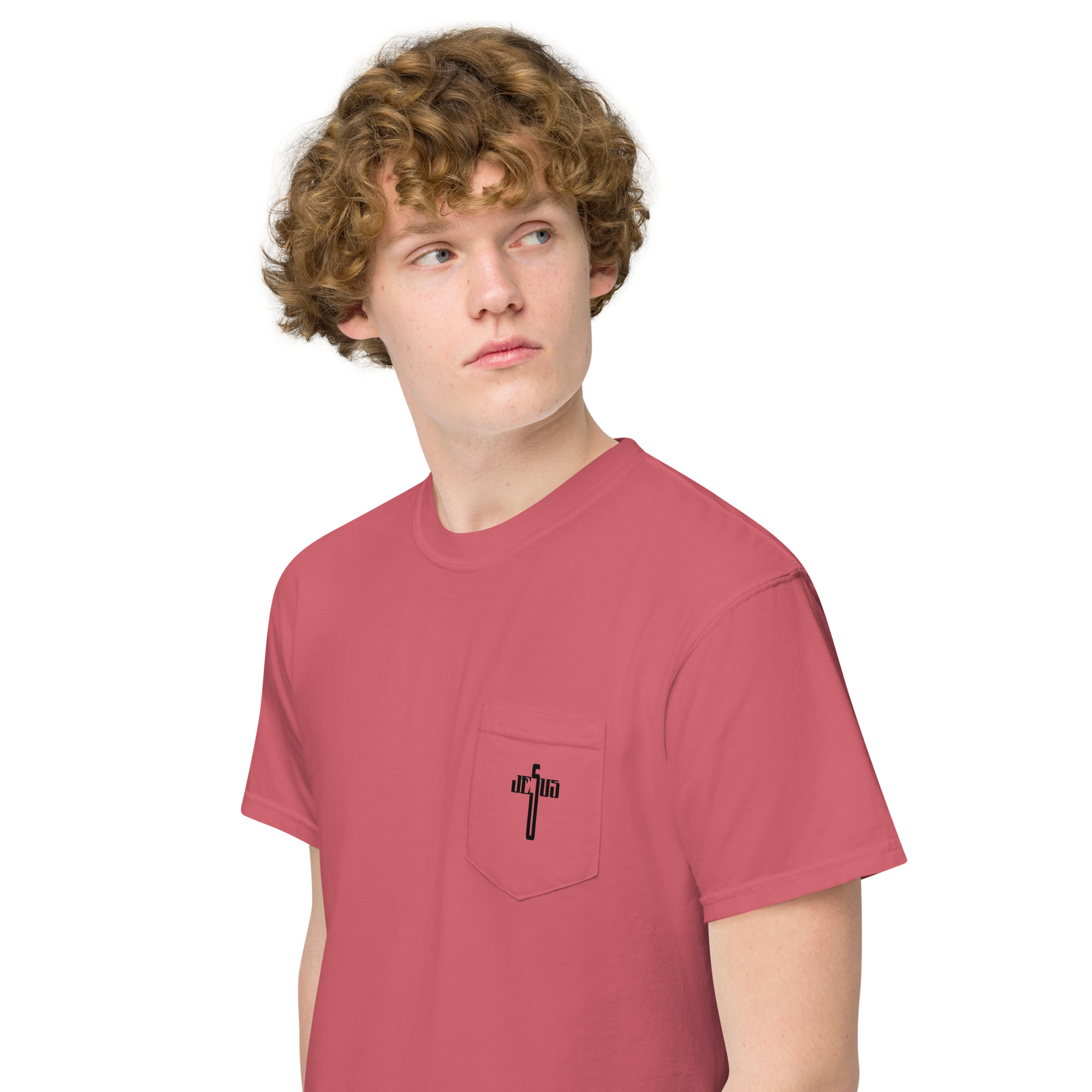 unisex garment dyed pocket t shirt watermelon left front 62fff597b105d