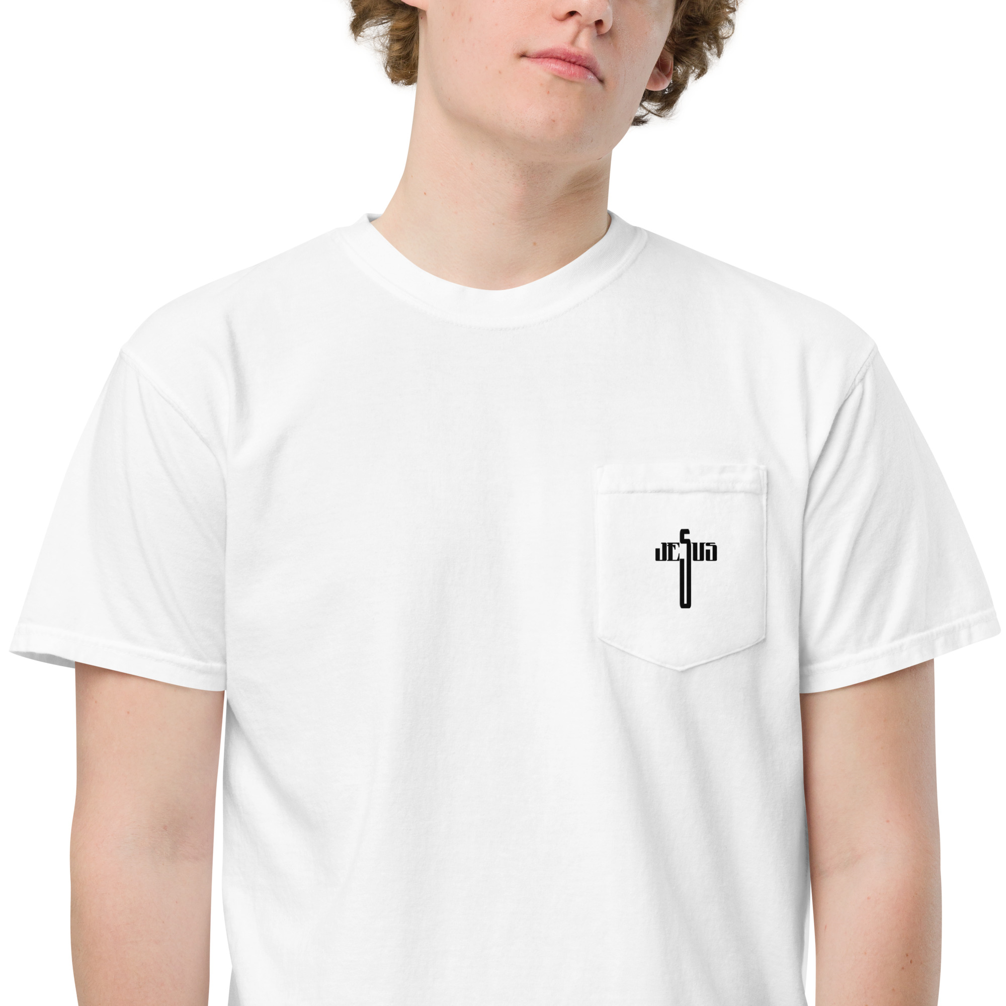 unisex garment dyed pocket t shirt white zoomed in 62fff597b1b91
